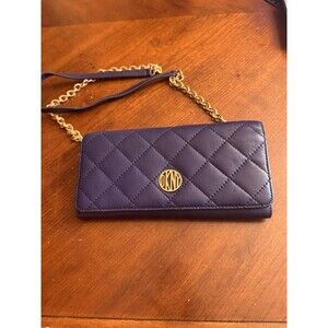 DKNY Wallet Quilted Lamb Color Purple genuine leather Donna Karan